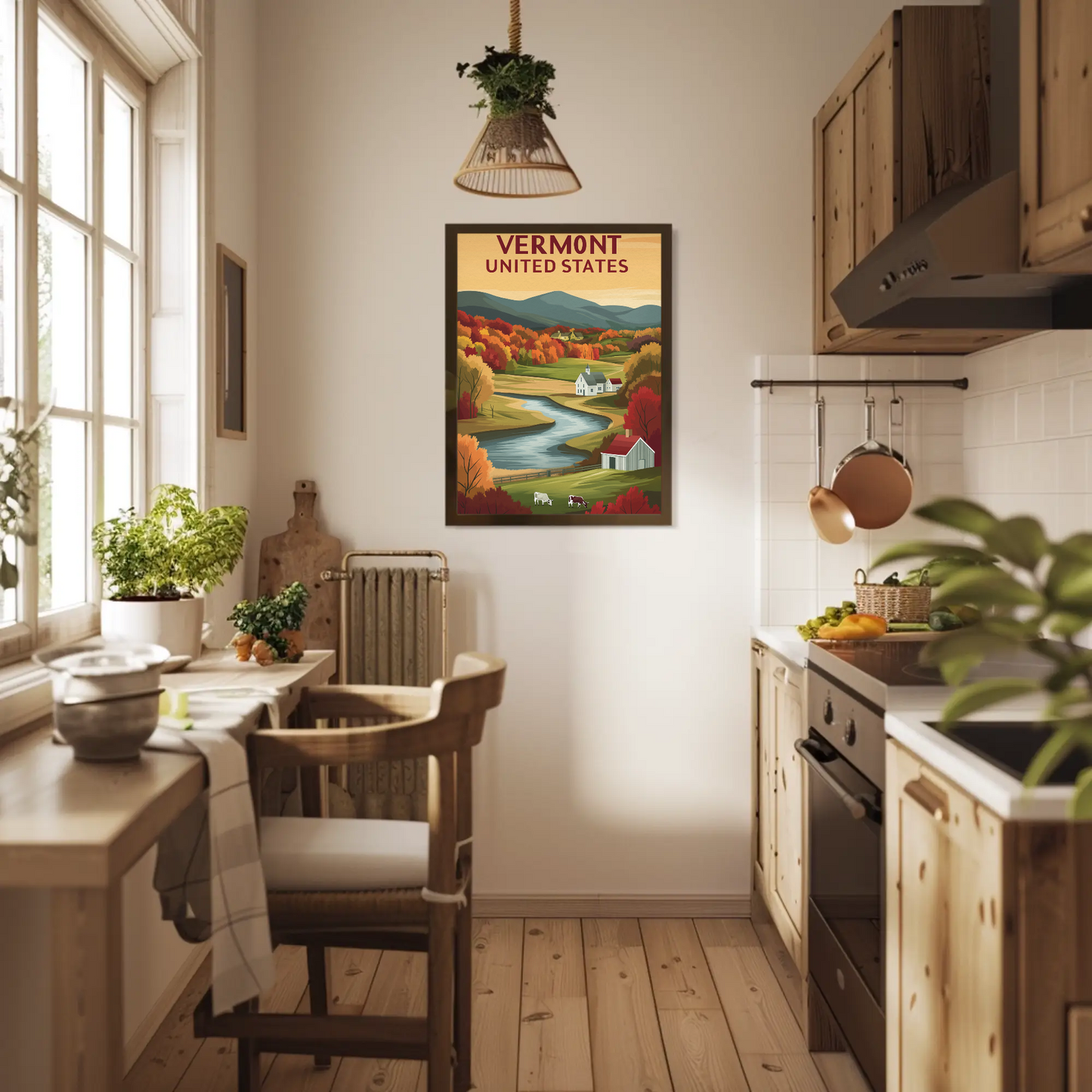 Vintage Travel Poster - Vermont Farm Valley