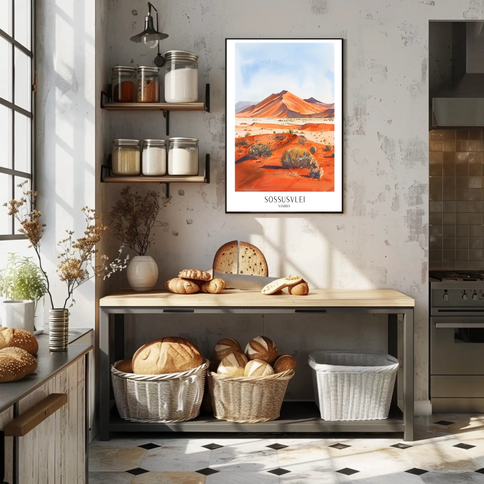 Sossusvlei Namibia Desert Watercolor Travel Poster PosterGoat