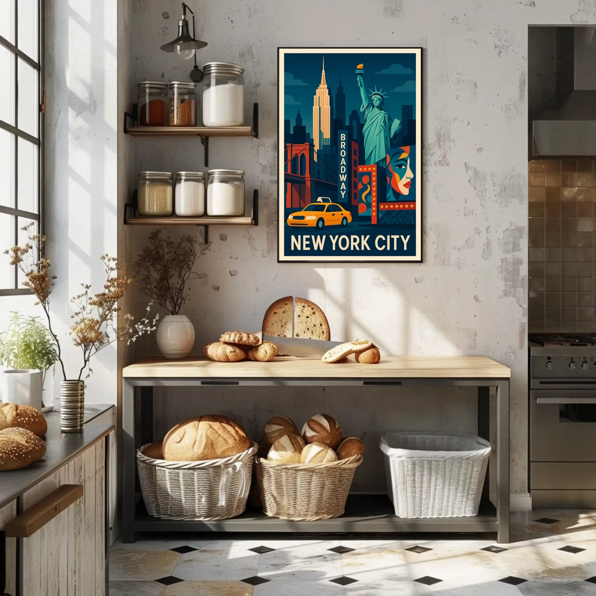 New York City Vibrant Urban Art Poster Abstract Wall Art
