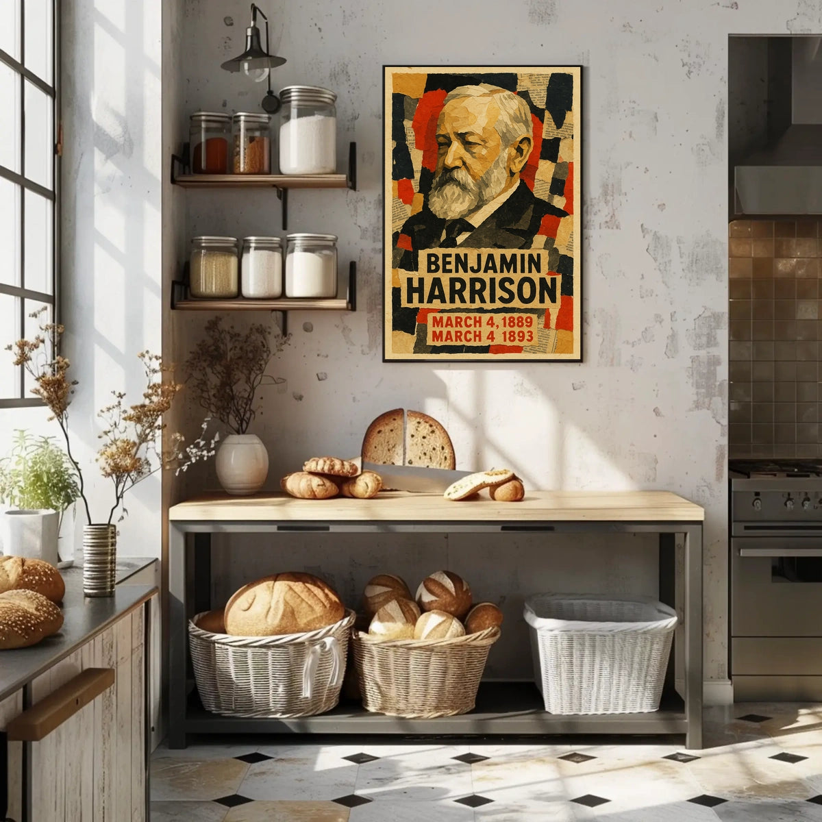 Benjamin Harrison 23rd President of the United States Layered paper Collage Poster