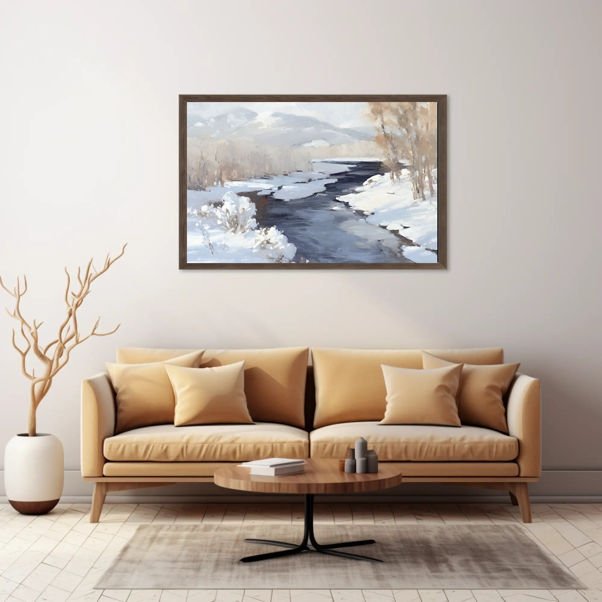 Winter River Landscape Poster