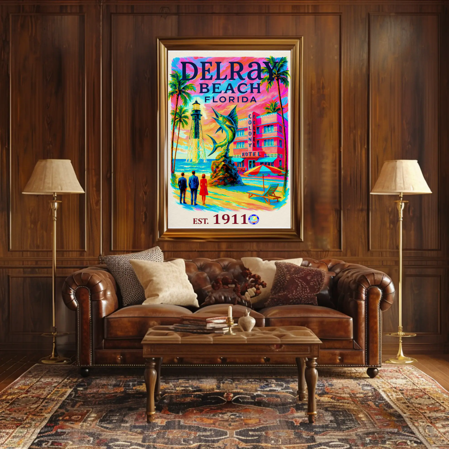 Delray Beach Florida Colony Hotel Lighthouse Travel Poster