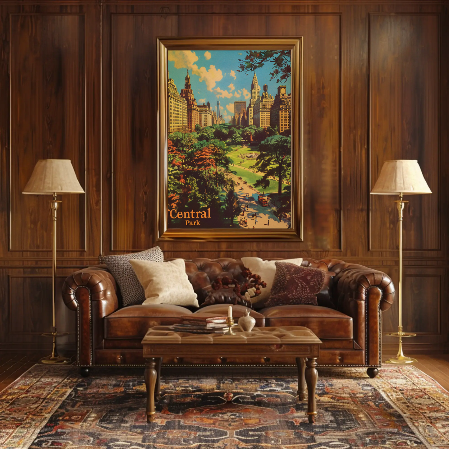 Central Park New York City Vintage Green Retreat Travel Poster