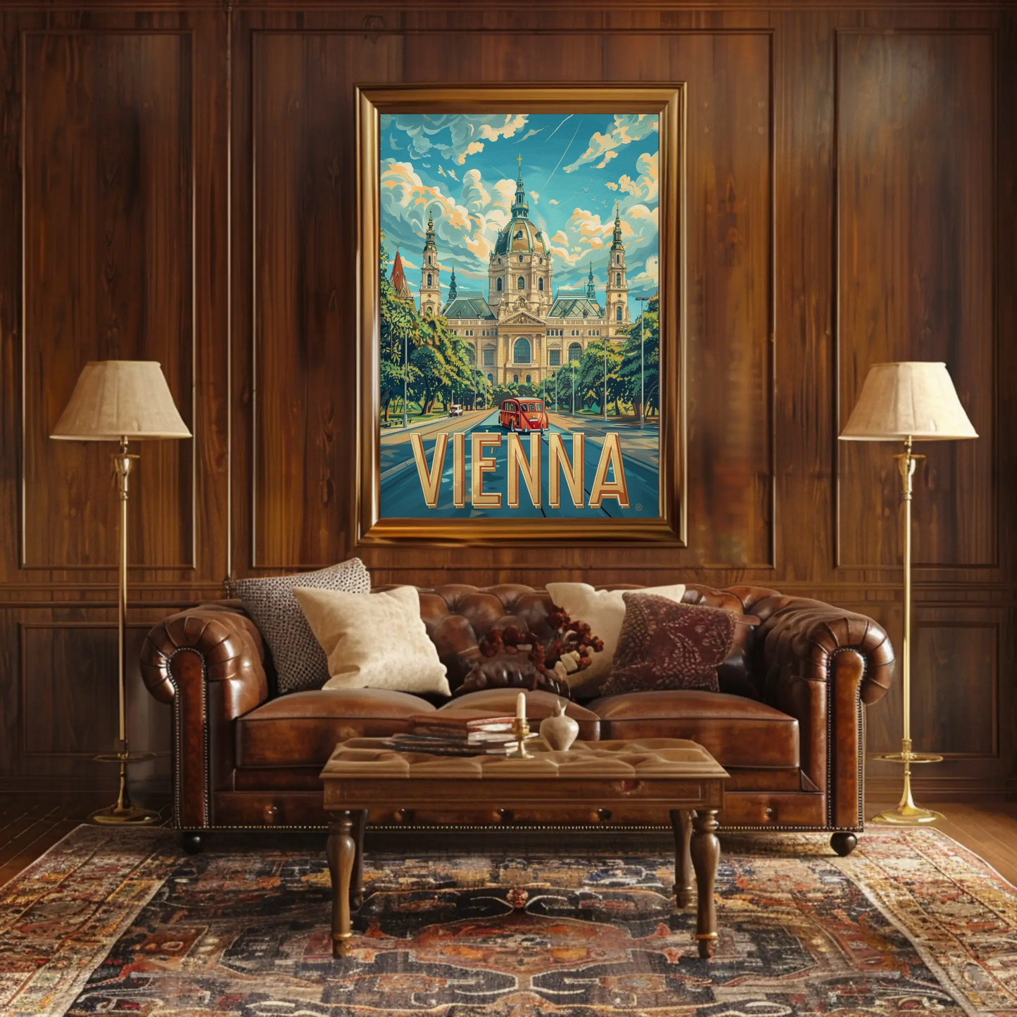 Vienna Austria Grand Palace Domes Road Travel Poster