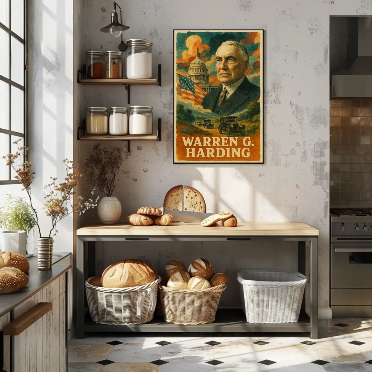 Warren G. Harding 29th President of the United States Layered Digital Collage Poster