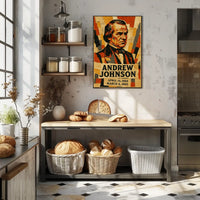 Andrew Johnson 17th President of the United States Layered paper Collage Poster