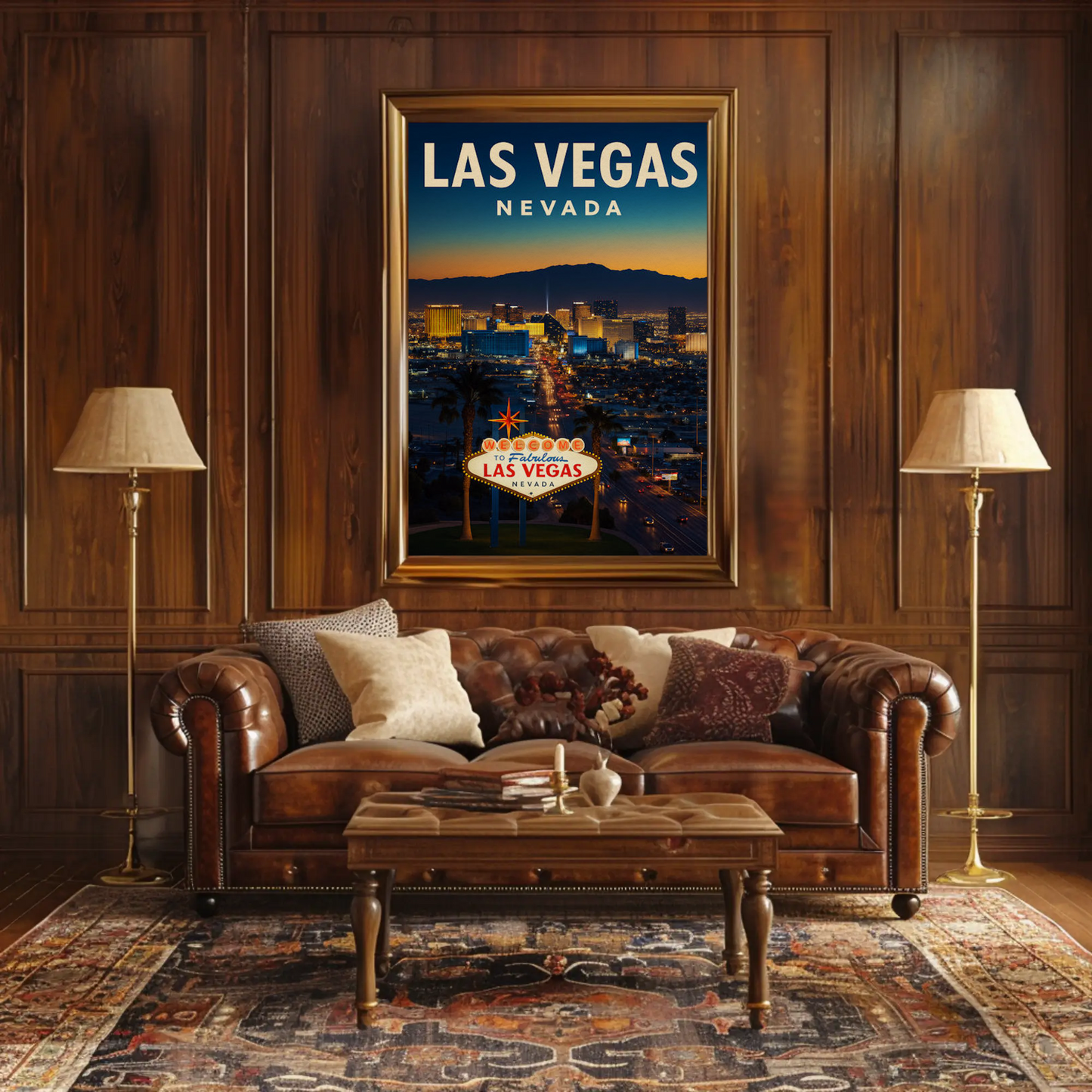 Night View Las Vegas Nevada Strip Lights Poster