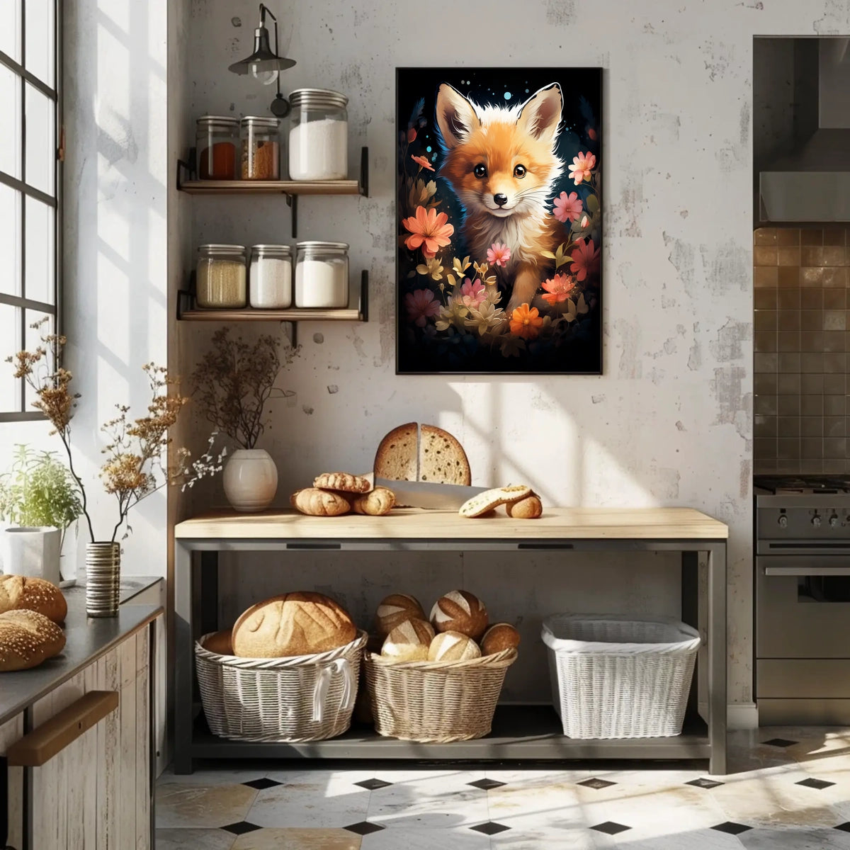 Fox Bloom Whimsical Poster