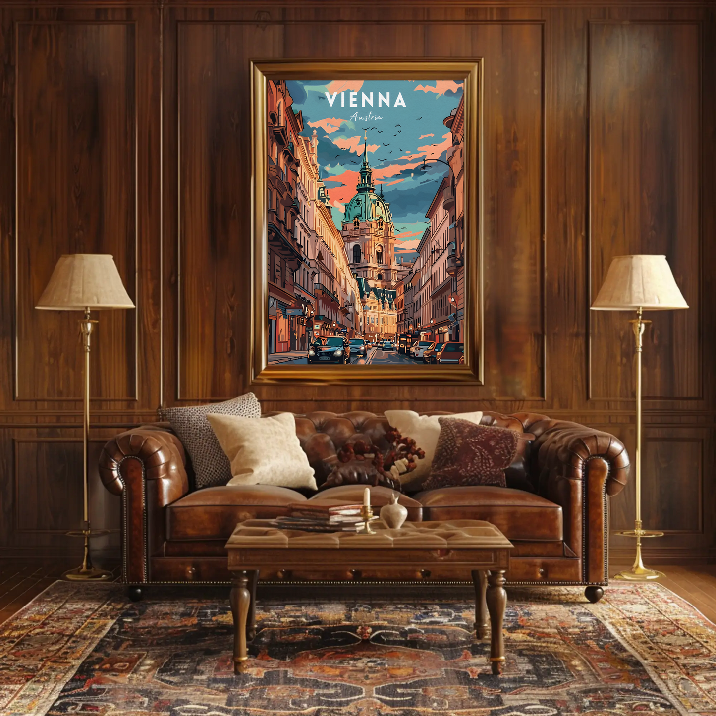 Vienna Cathedral Sunset Travel Poster