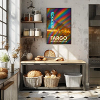 Fargo North Dakota Vibrant Cityscape Digital Painting Impressionism Urban Travel Poster