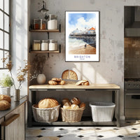 Brighton seaside watercolor travel poster - serene, nostalgic charm PosterGoat