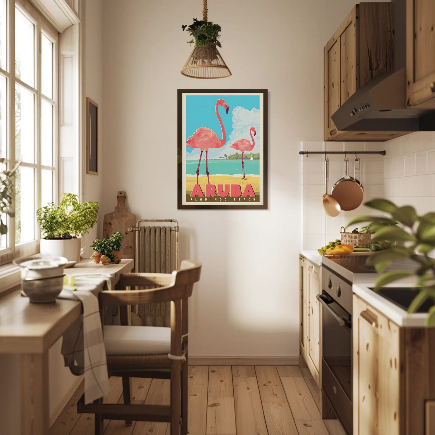 Vintage Poster Aruba Flamingo Beach