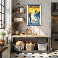 Val Gardena Skiing Adventure Vintage Travel Poster PosterGoat