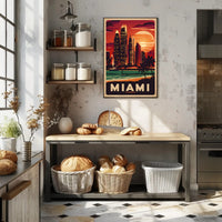 Miami Sunset Skyline Poster