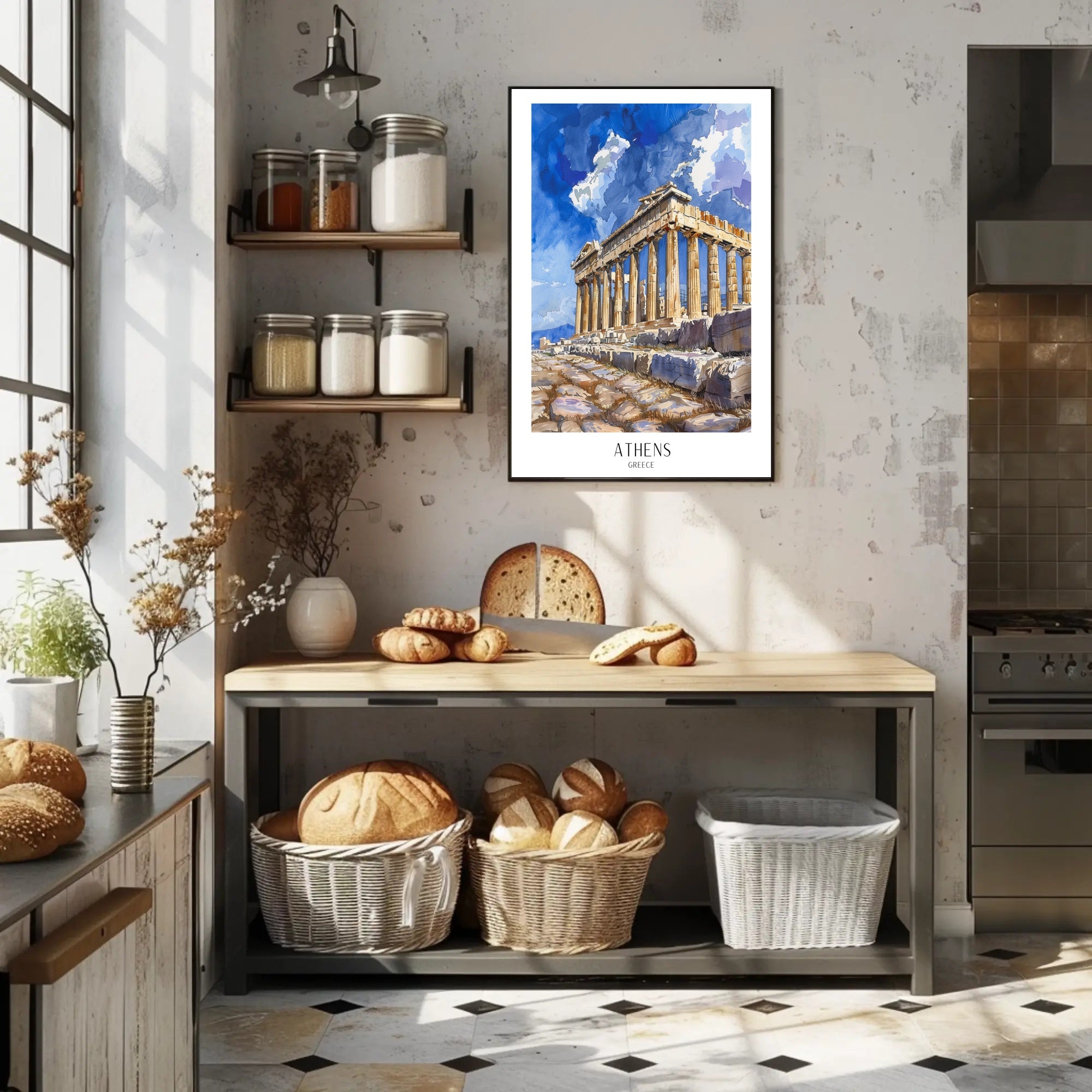 Parthenon Watercolor Poster: Vibrant Greek Travel Art PosterGoat