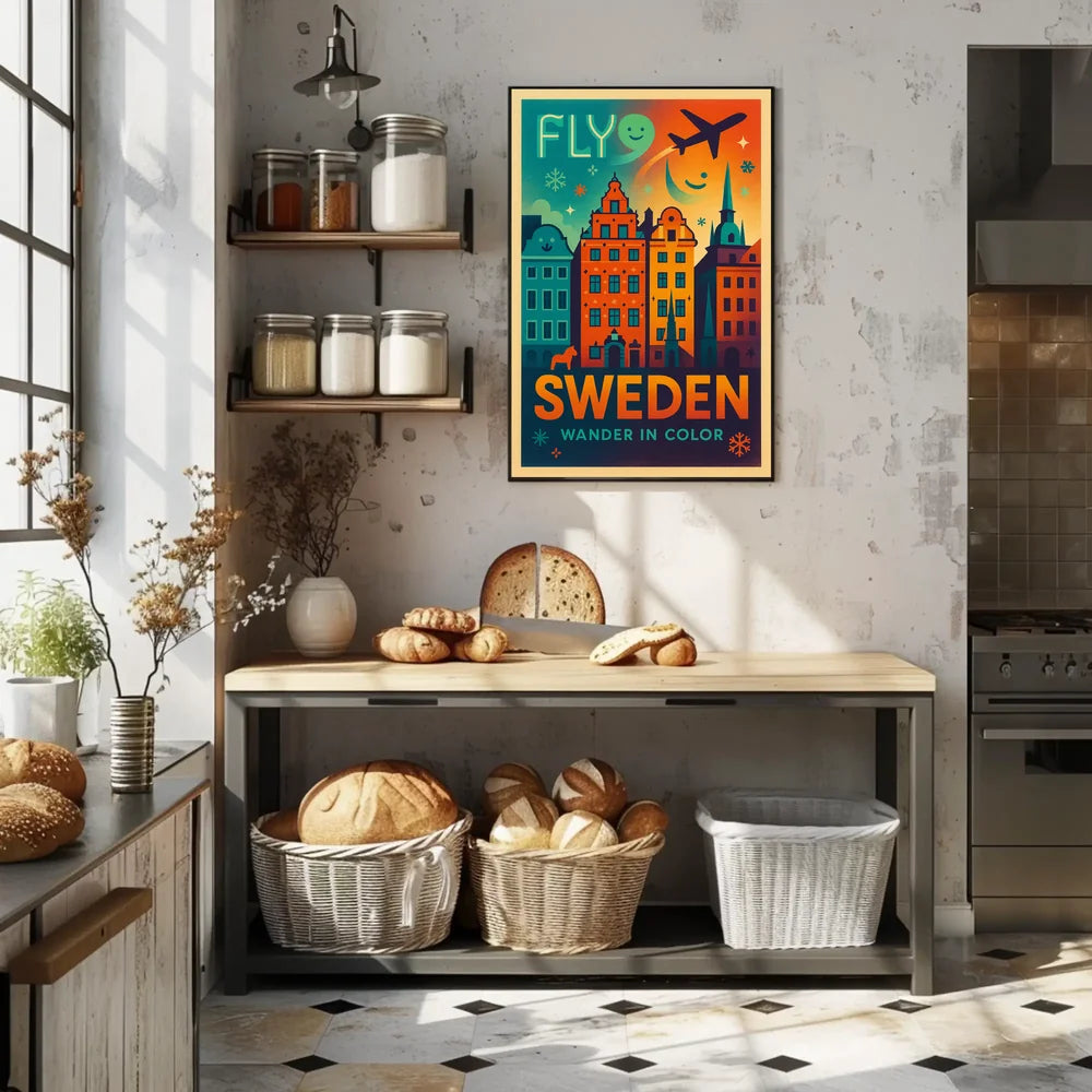 Experience Sweden Vibrant Cityscape Travel Poster PosterGoat