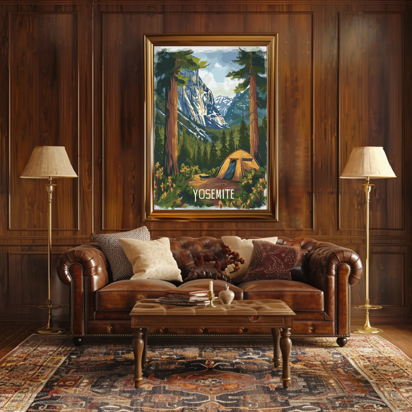 Yosemite National Park Tent View Travel Poster
