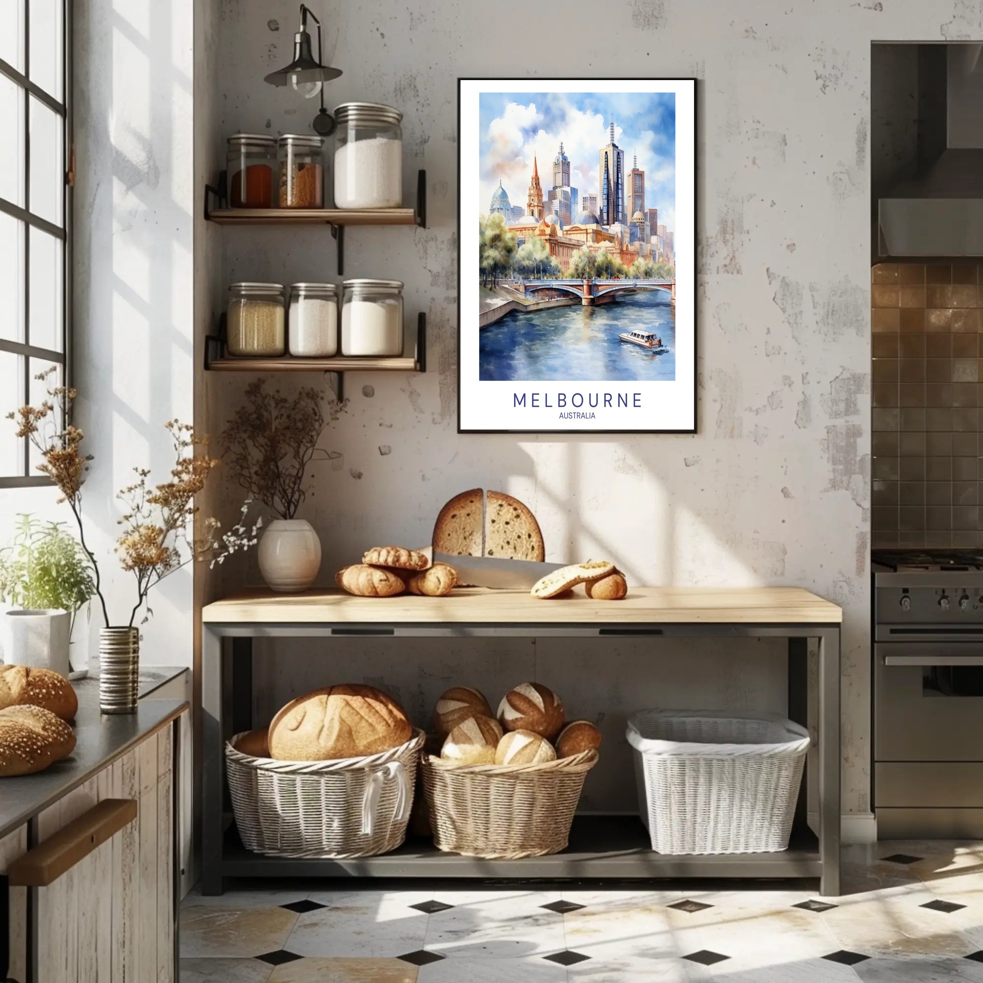 Melbourne Skyline Illustration Travel Poster PosterGoat