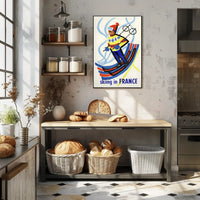 Skiing Adventure Art: Vibrant Ski Motion Travel Poster PosterGoat