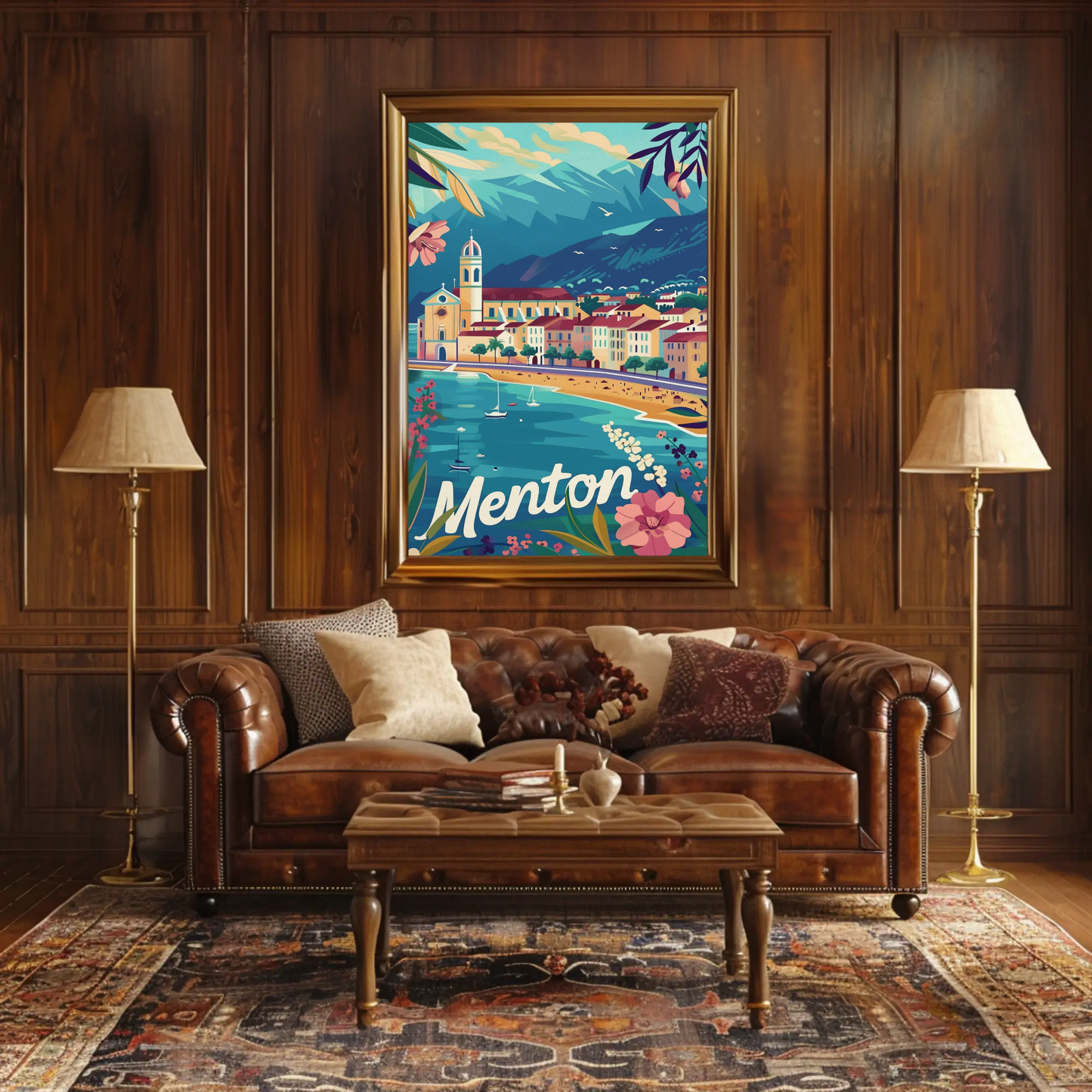 Menton French Riviera Coastal Town Travel Poster