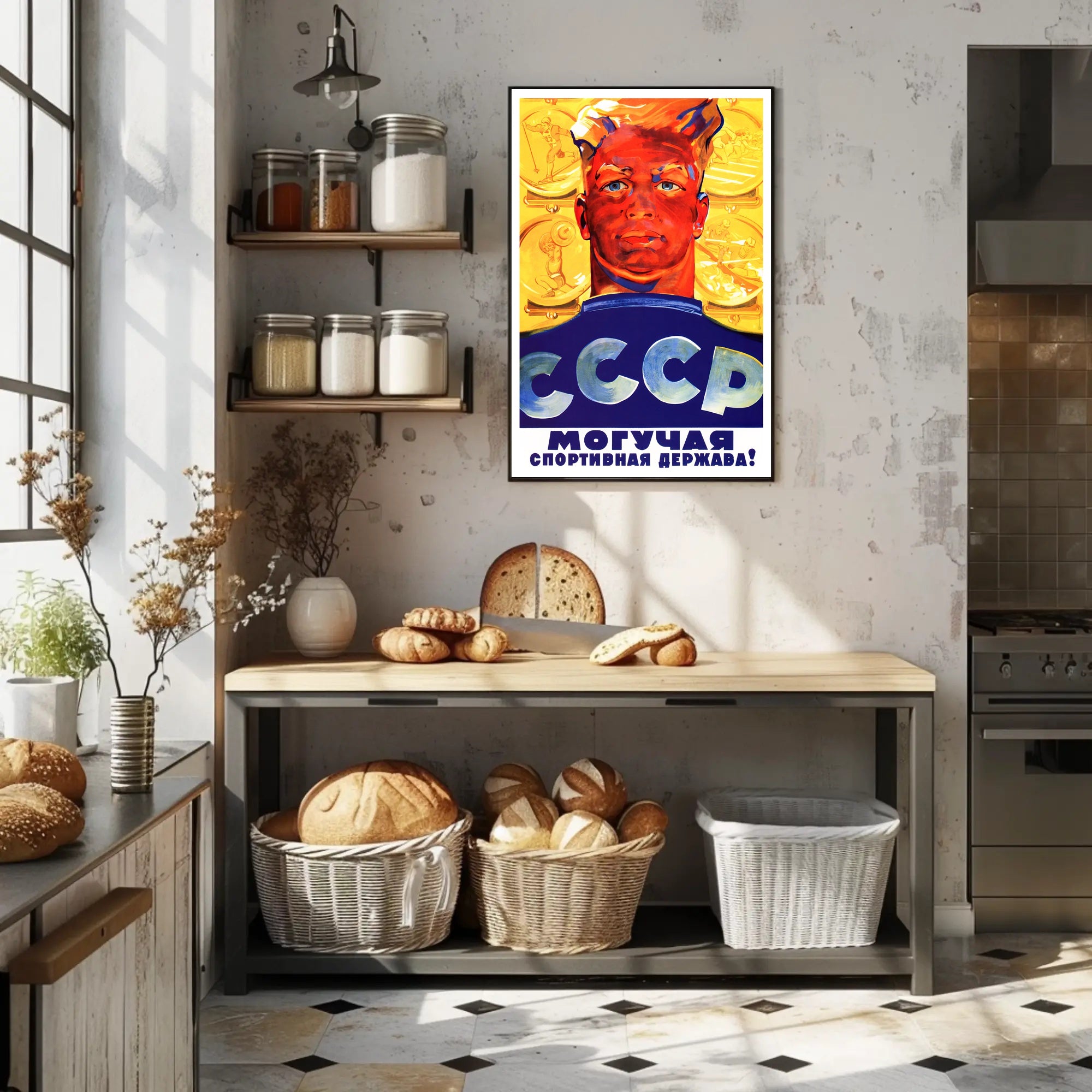 Soviet Era Patriotic Sports Propaganda Poster