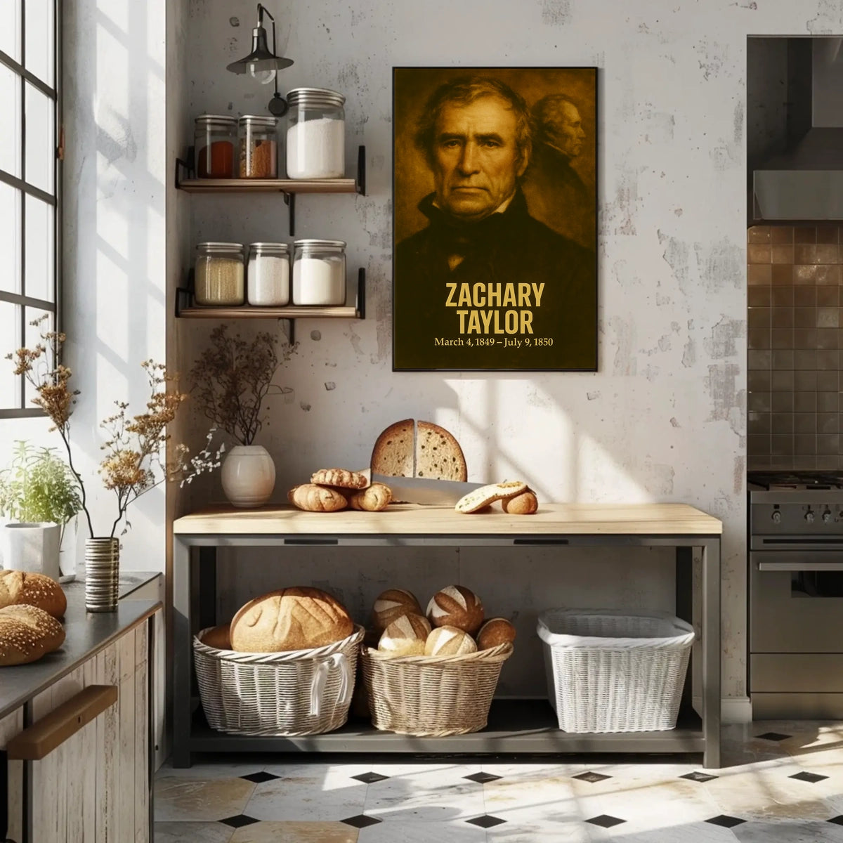 Zachary Taylor Presidential Poster Vintage Analog Film Aesthetic Historical Portrait Wall Art Print