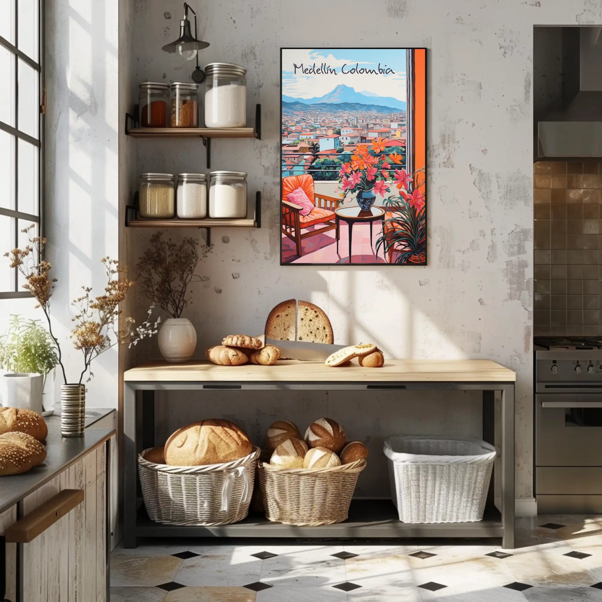 Medellín Balcony View with Vibrant Cityscape Poster