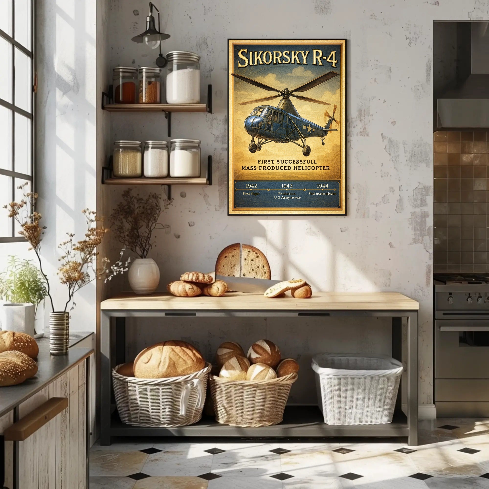 Sikorsky R-4 First Successful Mass-Produced Helicopter Poster