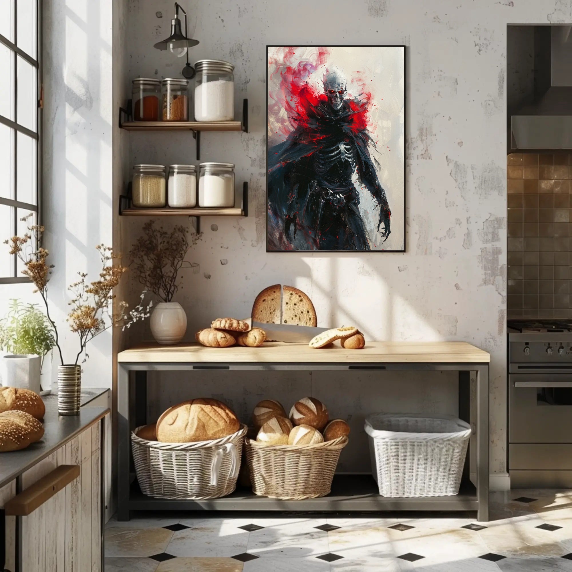 Ethereal Skeleton Warrior Dark Fantasy Art Poster PosterGoat