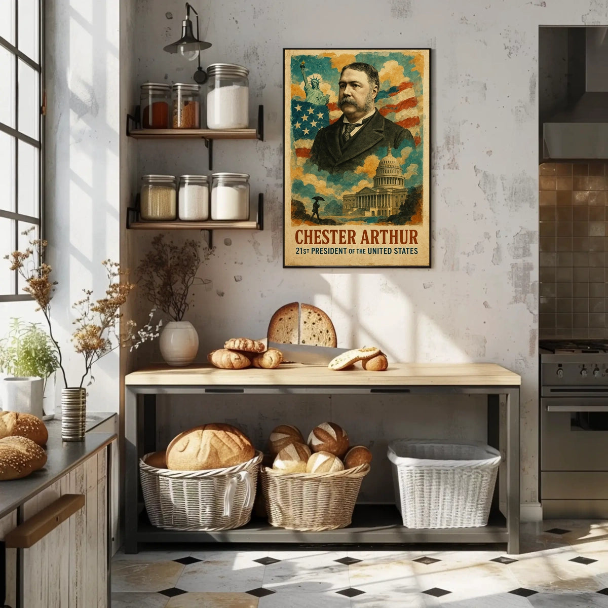 Chester A. Arthur 21st President of the United States Layered Digital Collage Poster