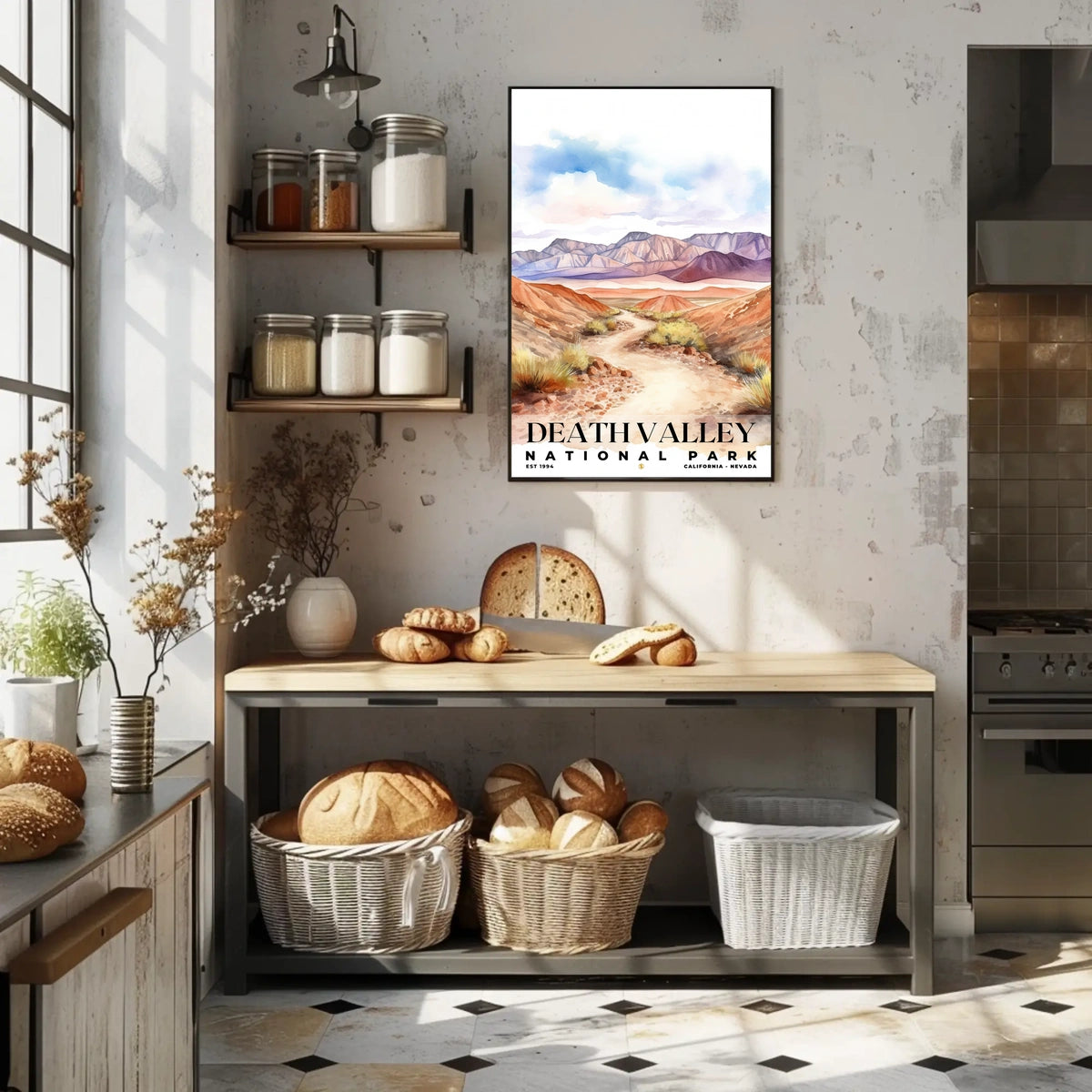 Death Valley Watercolor Wall Art Poster