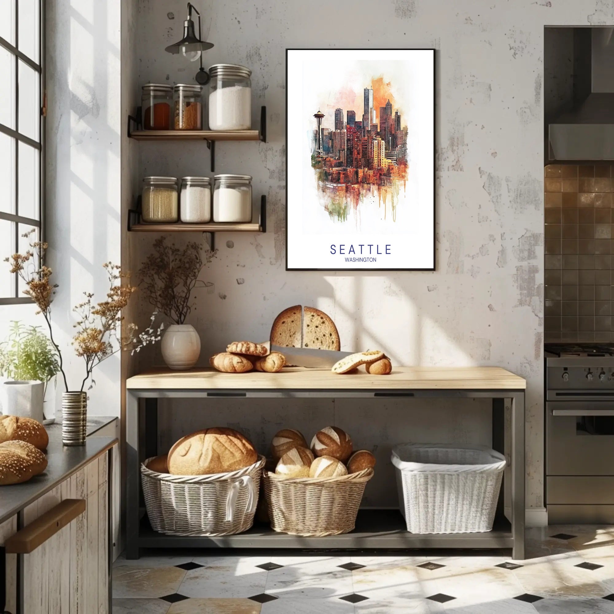 Seattle Skyline Art Poster PosterGoat