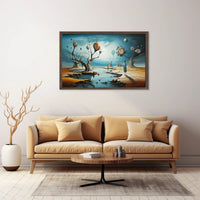 Surreal Time Landscape with Barren Trees Artistic Poster
