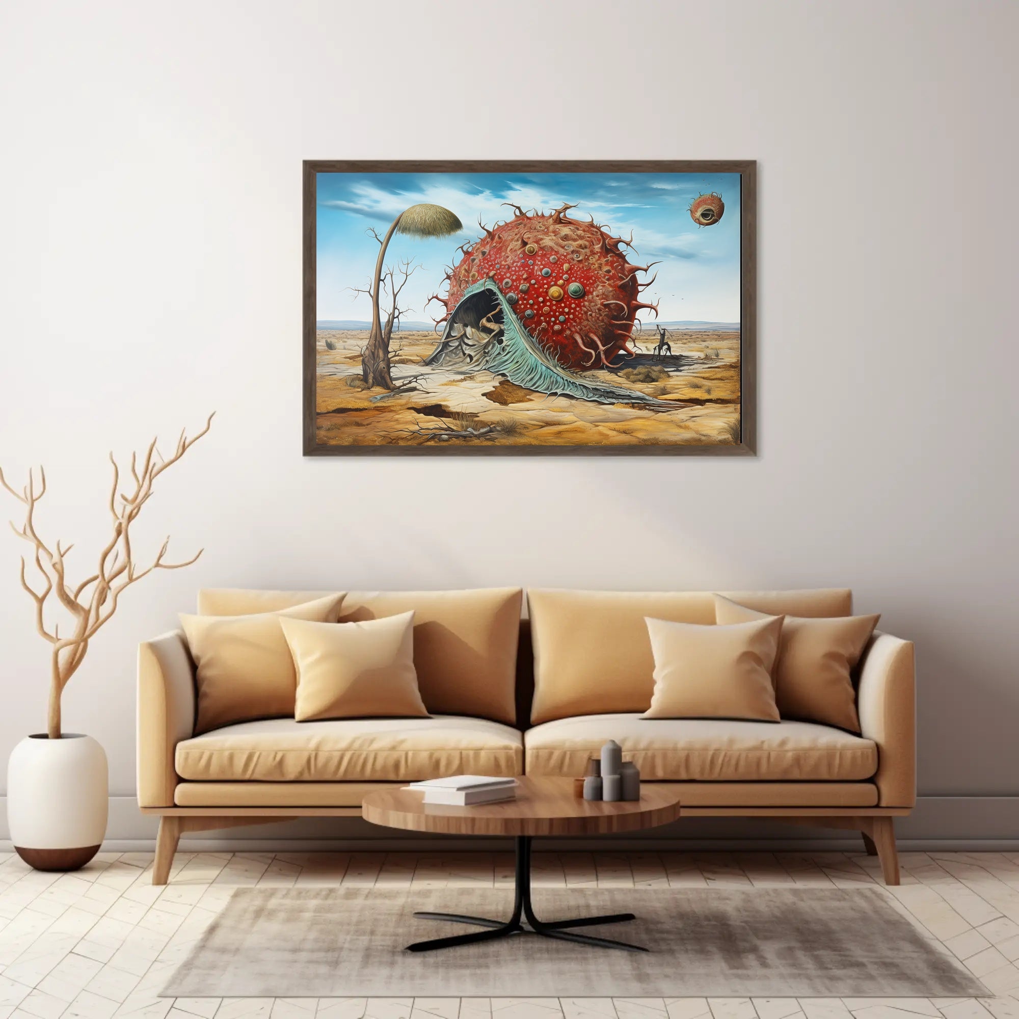 The poster presents a surreal, otherworldly landscape set in what appears to be Travel Poster