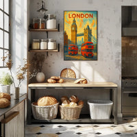 London Landmarks And Red Buses Poster