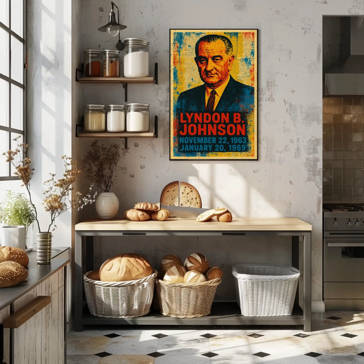 Lyndon B. Johnson 36th President of the United States Street Art Mashup Poster