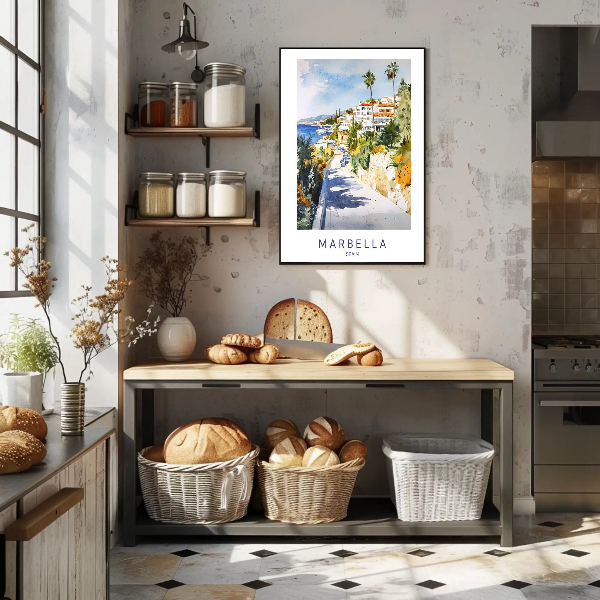 Coastal Charm of Marbella Poster PosterGoat