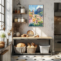 Serene Mediterranean Village Poster PosterGoat