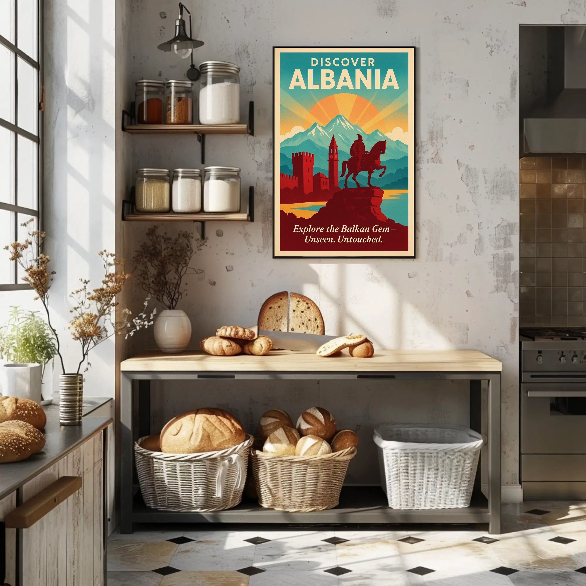 Albanian Alps Adventure Vintage Travel Poster