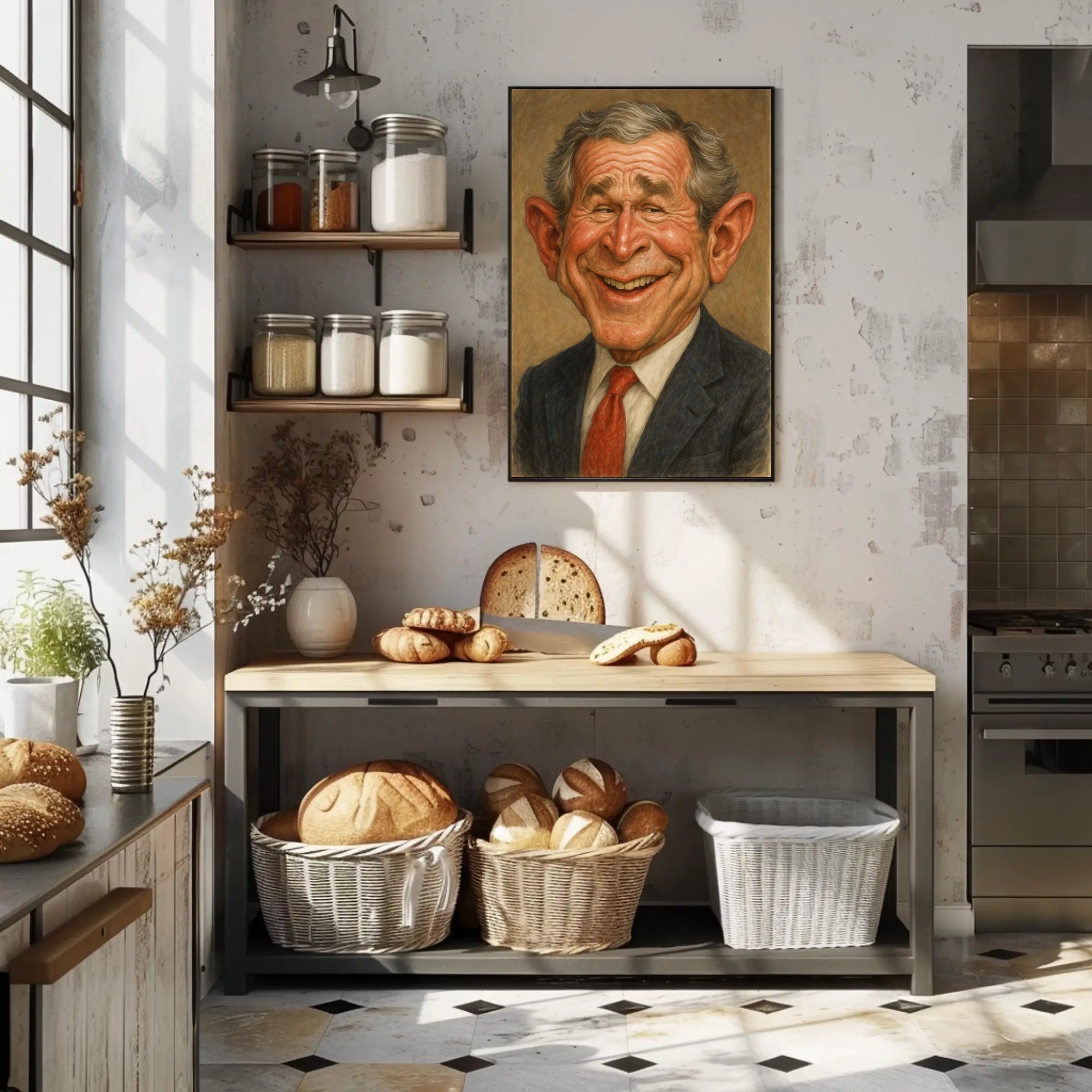George W. Bush Caricature Poster PosterGoat