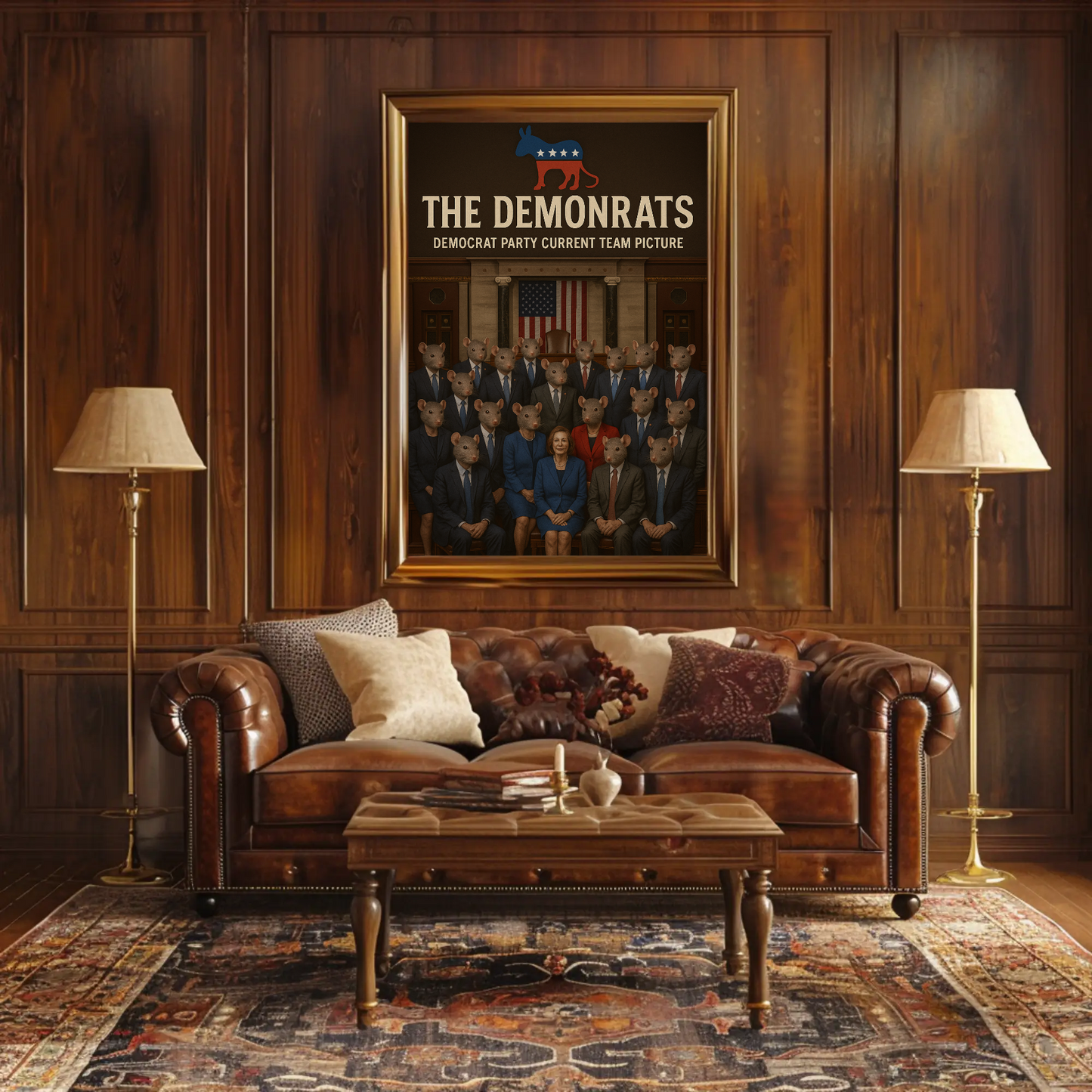 Demonrats Political Satire Group Portrait Parody Poster