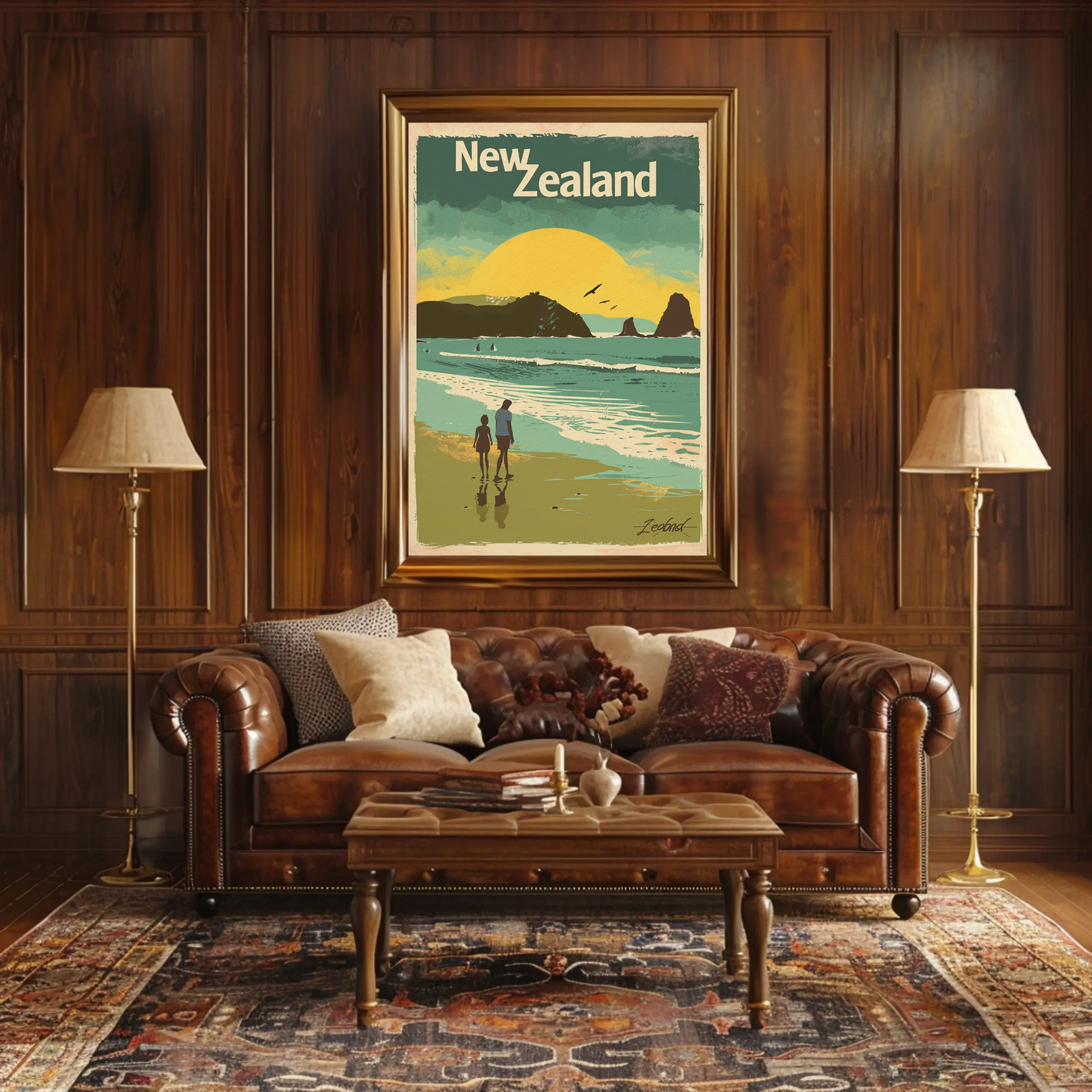 New Zealand Beach Sunset Coastal Walk Poster Poster