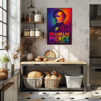 Franklin Pierce 14th President of the United States Neon Gradient Overlay Poster