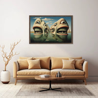 Surreal Faces in Water Abstract Artistic Poster