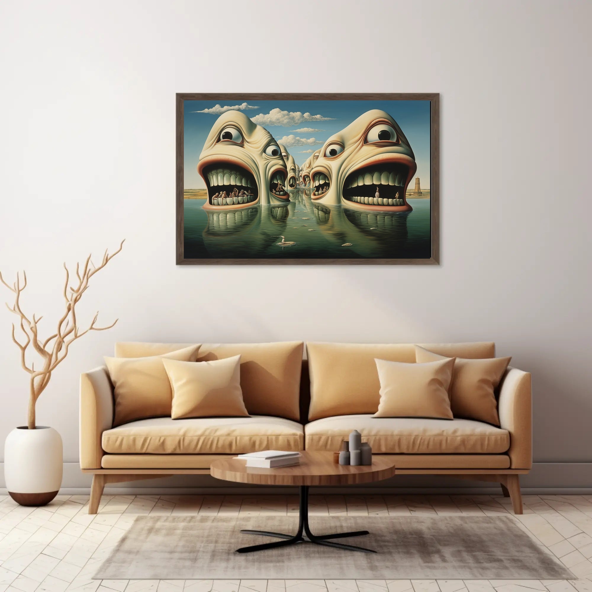 Surreal Faces in Water Abstract Artistic Poster