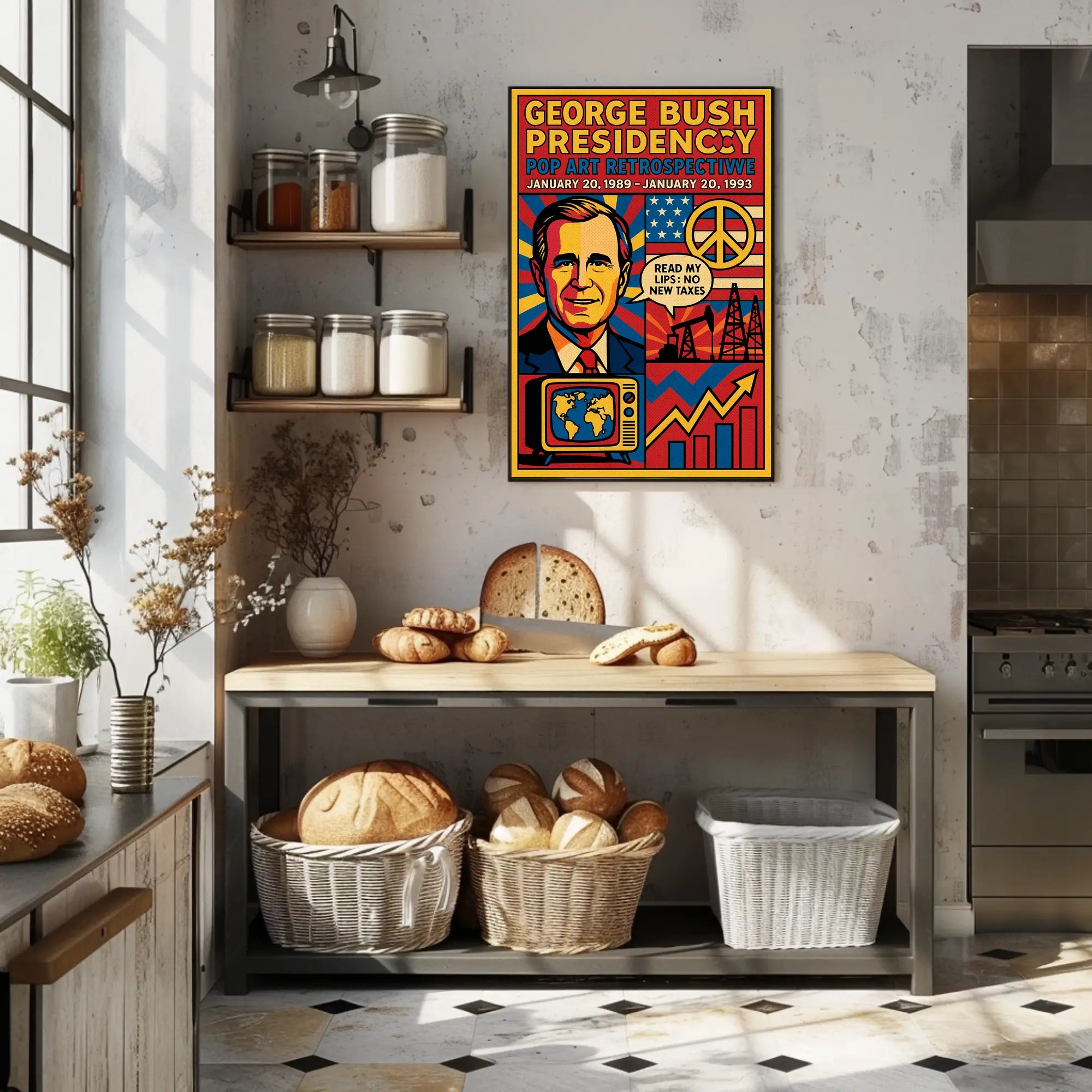 George Bush Presidency Pop Art Retrospective Poster PosterGoat