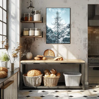 Majestic Winter Tree Against Mountain Landscape Poster