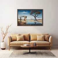 Surreal Desert Landscape with Human-Tree Artistic Poster