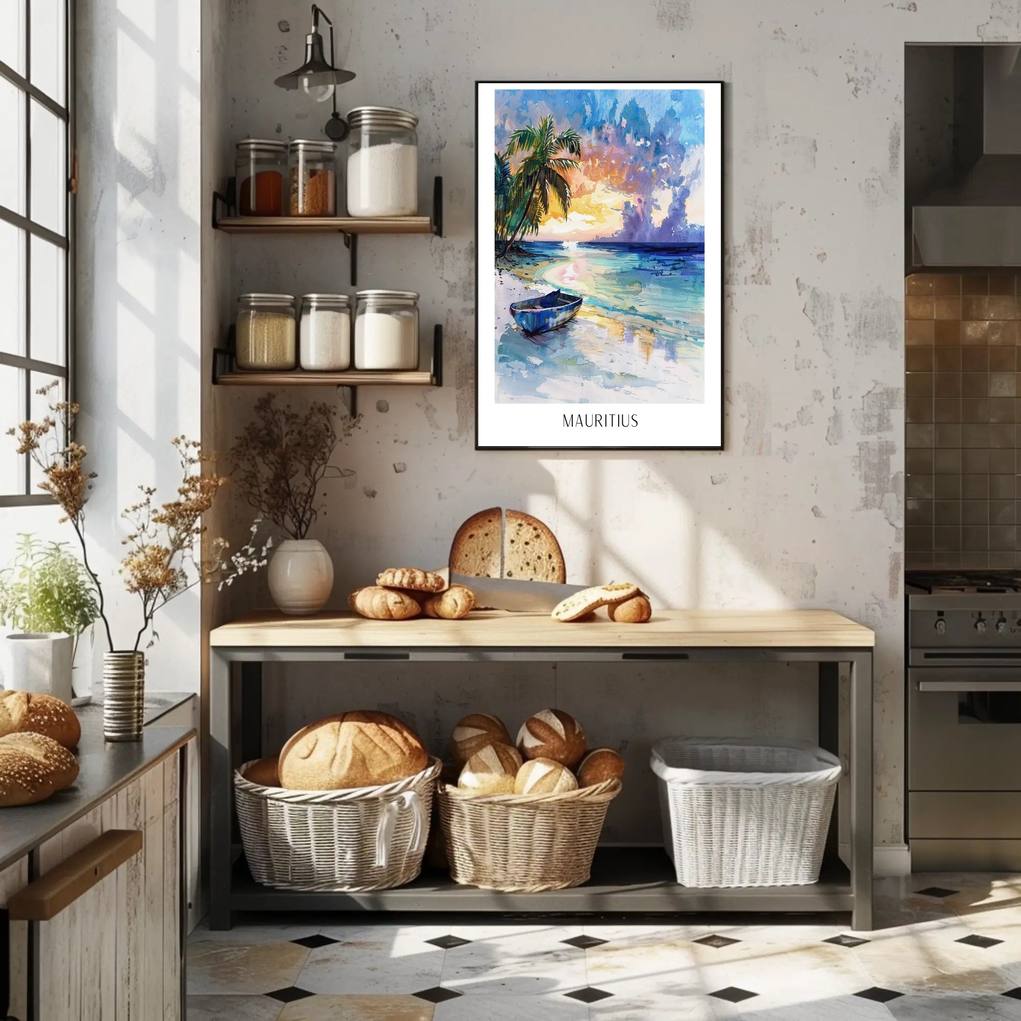 Mauritius Sunset Beach Travel Poster PosterGoat