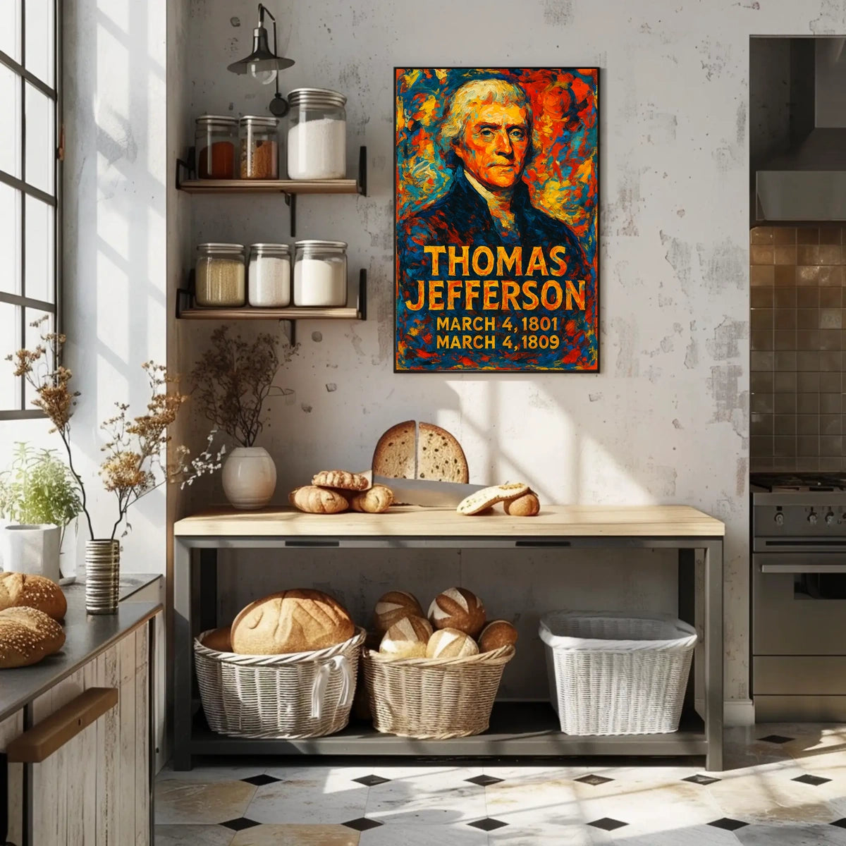 Thomas Jefferson 3rd President of the United States Glitch Hop Art Poster